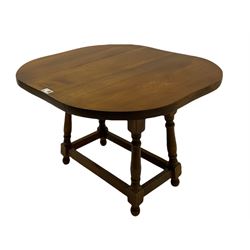 CryerCraft - elm trolley stand (69cm x 41cm, H45cm), two oak drop leaf tables and a walnut box with hinged lid