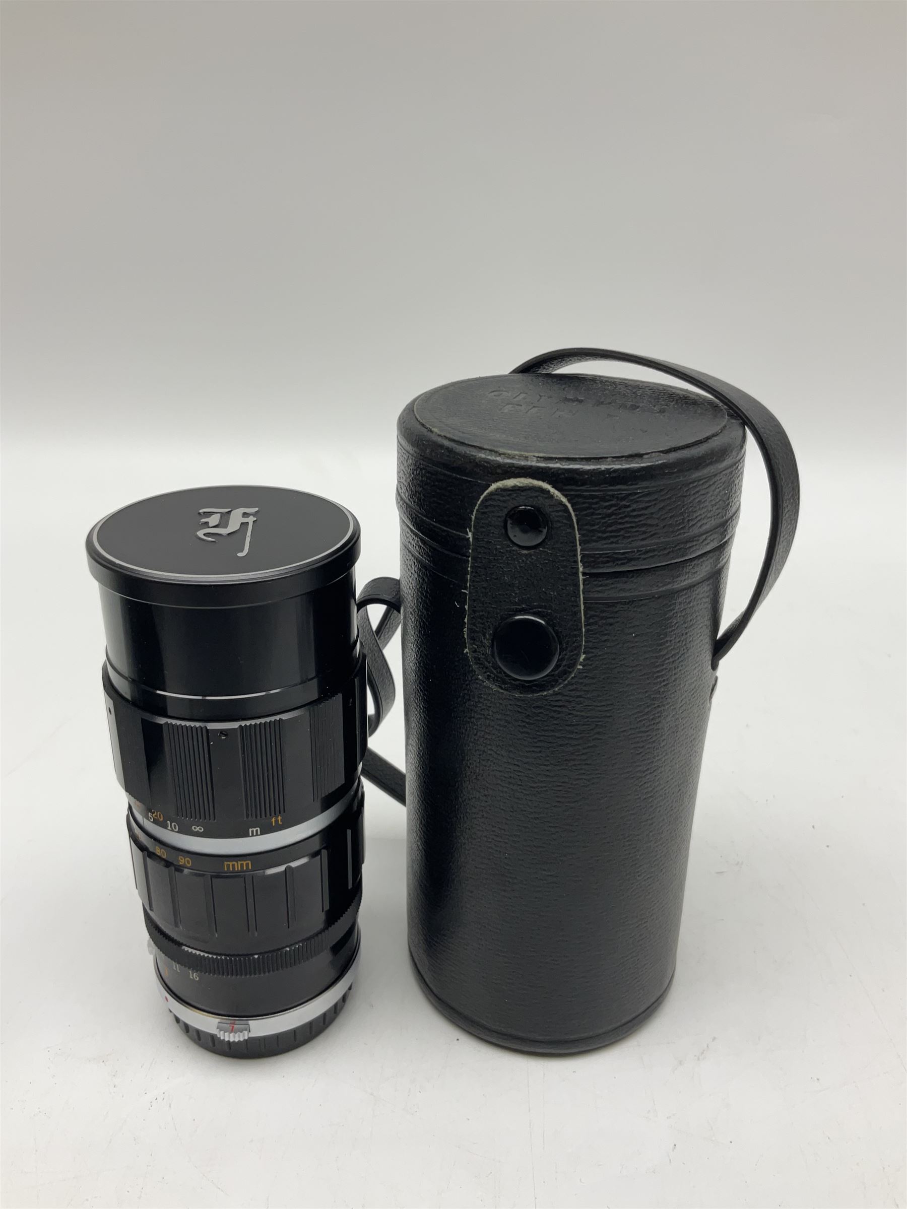 Olympus Pen FV camera body, serial no. 120981, with 'Olympus F.Zuiko Auto-S 1:1.8 f=38mm' lens, serial no. 251523, 'Olympus Zuiko Auto-zoom1:3.5 f=50-90mm, serial no. 135752 and clip on shoe