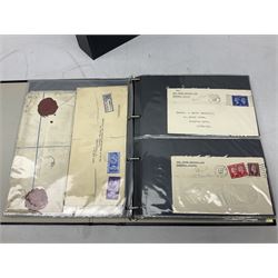 Postal history including air mail, telegrams, covers with 'Privy Purse Buckingham Palace' stamp, first day covers etc, housed in two ring binder folders