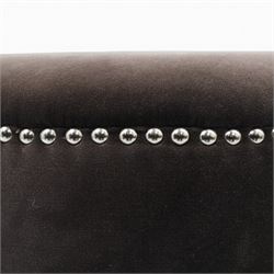 Oka - Costellina circular ottoman stool upholstered in brown velvet