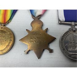 WW1 Naval group of four medals comprising British War Medal, 1914-15 Star and Victory Medal awarded to 346238 A.G. Young SHPT. 2  R.N.; and George V Long Service and Good Conduct Medal awarded to 346238 A.G. Young SHPT. 1 H.M.S. Victory; all with ribbons