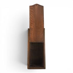 Late 18th century oak candle box and 19th century carving, candle box H44cm