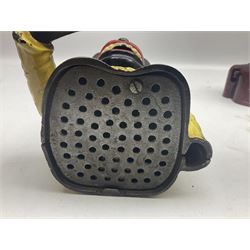 Three early 20th century cast-iron mechanical money banks as a family group comprising mother 'Dinah' patented 1911, father 'Jolly Man' patented 1902 and son 'Little Joe' patented 1910 by John Harper & Co; all with the same hand-to-mouth action; parents H16cm (3)