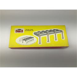 Hornby Dublo - 5006 Engine Shed Extension Kit; 5085 Suburban Station Kit with instructions; and 5030 Island Platform Kit; all in pictorial boxes; and Goods Depot Moulded Kit in box base only (4)