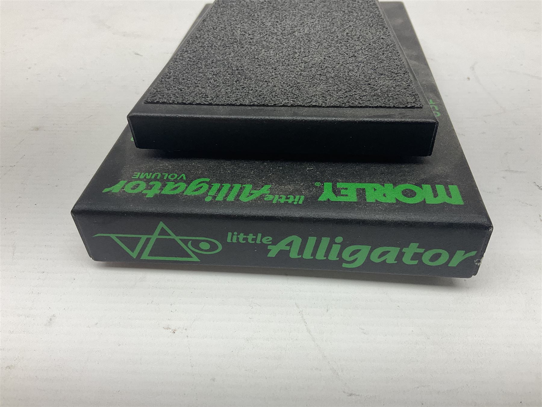 Three Morley guitar effects pedals, including The Little Alligator Volume serial no 195408 and Dual Bass Wah model PBA-2