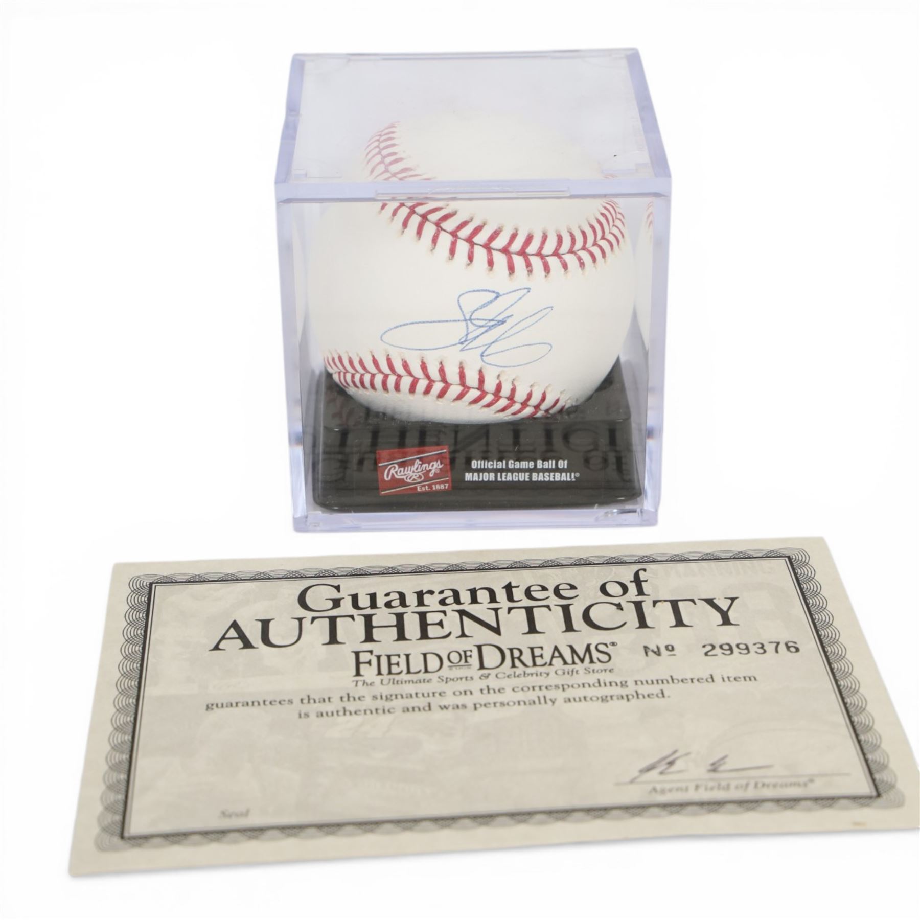 Signed Mike Piazza Rawlings baseball, contained within an acrylic display box, with Field of Dreams hologram and certificate of authenticity