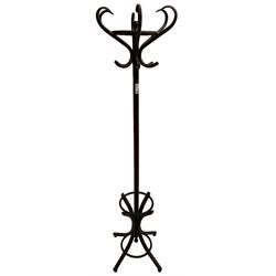 Stained beech bentwood hat and coat stand