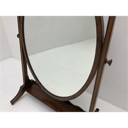 Mahogany framed Georgian style oval dressing table mirror, H65cm