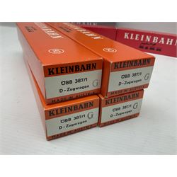 Kleinbahn HO gauge - thirteen passenger coaches - five 398 2.Klasse Eurofima Reisezugwagen; four OBB 387/1 D-Zugwagen; two 385 Schlafwagen; and two 370 Personenwagen 2 achsig; all boxed (13)