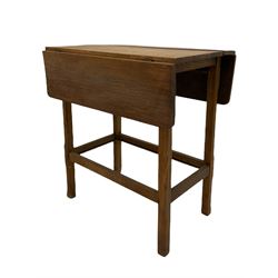 Upholstered footstool, drop leaf oak table, child's rocking seat, trolley, mid 20th century walnut bedside cabinet (5)