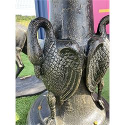 Victorian design large heavy cast iron garden centre-piece fountain, three graduating tiers, on swan base H245cm, W115cm - THIS LOT IS TO BE COLLECTED BY APPOINTMENT FROM DUGGLEBY STORAGE, GREAT HILL, EASTFIELD, SCARBOROUGH, YO11 3TX