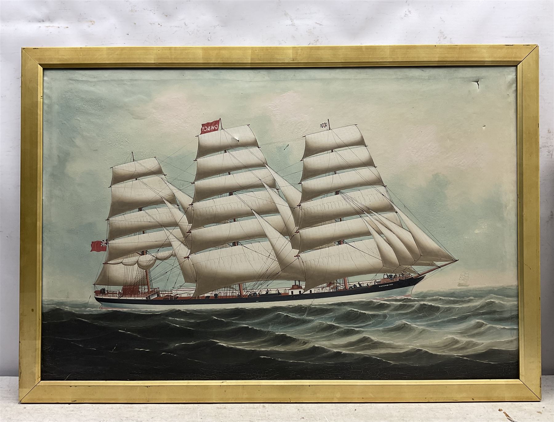 English School (Early 20th Century): Square Rigger 'Wiscombe Park' - Ship's Portrait, oil on canvas unsigned 59cm x 90cm 