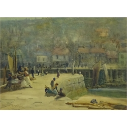  Walter Emsley (British 1860-1938): Tate Hill Pier Whitby, watercolour signed  26cm x35cm  