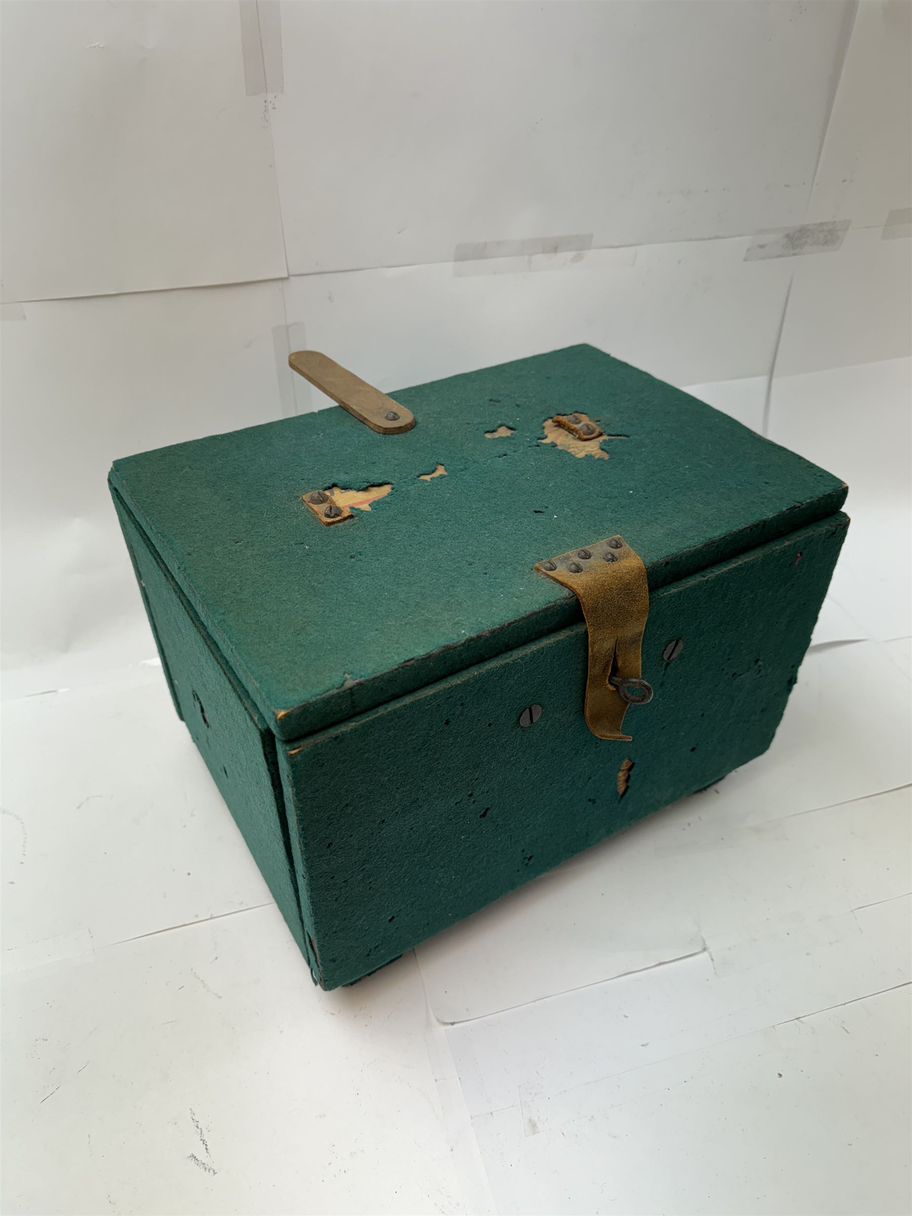 Prototype for a wireless telegram machine, possibly Marconi, contained within a portable folding box
