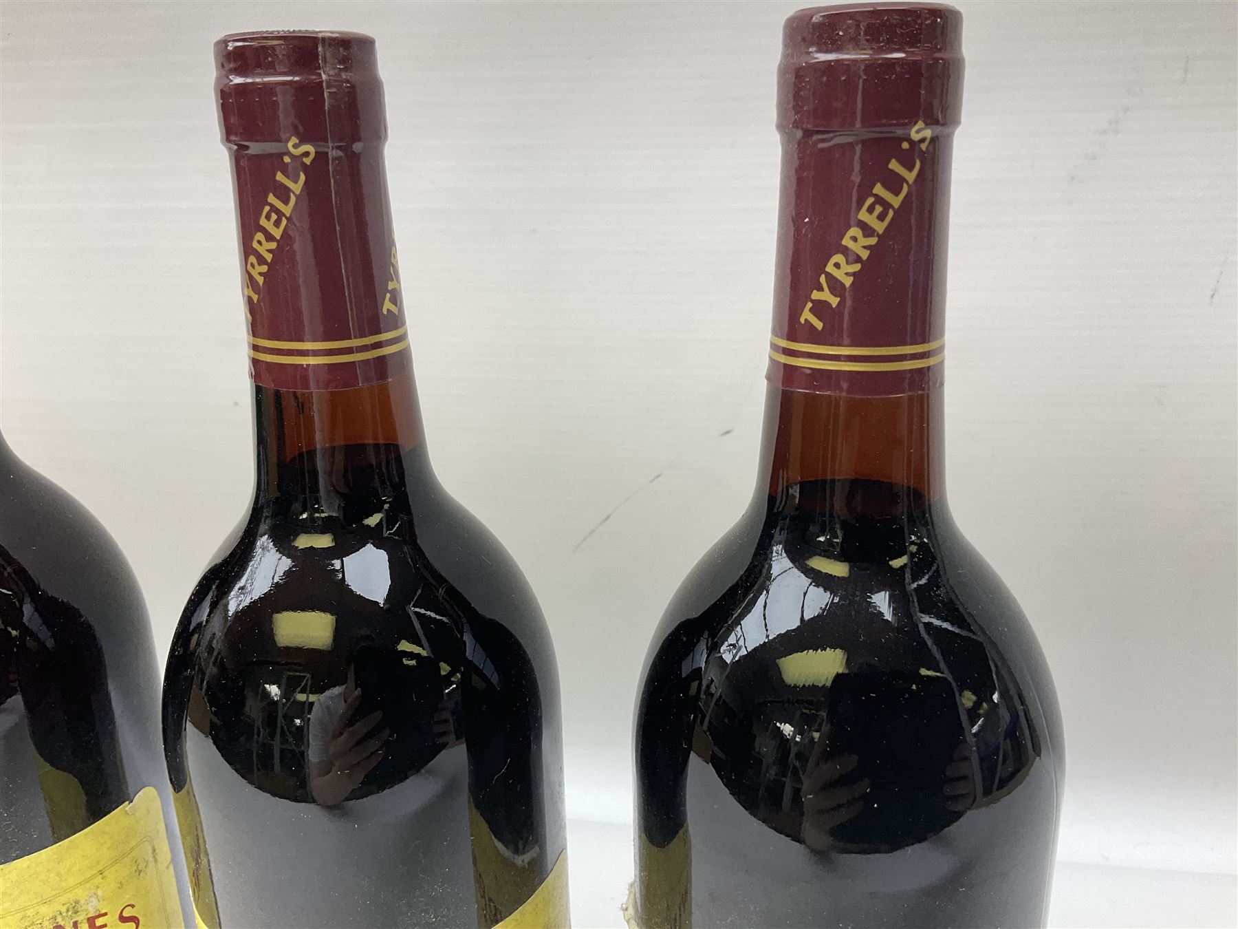 Mixed red wines comprising Tyrrell's Vintage 1992 Long Flat Red, 750ml, 12.5% vol, four bottles, Goundrey Mount Barker 1992 Cabernet Merlot, 750ml, 12% vol, four bottles, and four Tyrrell's Old Winery pinot noir, 13% vol (12)