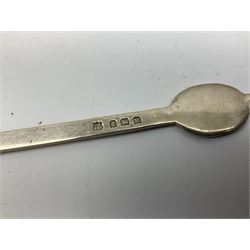 1930's silver lobster pick, hallmarked Birmingham 1936, two Victorian silver thimbles, glass dressing table jar with silver cover, part babies rattle with bone teething ring, approximate weighable silver (not including glass or rattle) 45.3 grams