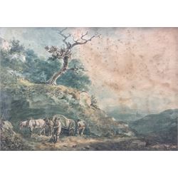 Nicholas Pocock (British 1740-1821): Travellers, watercolour unsigned c.1791, 40cm x 56cm 
Provenance: private collection, purchased Mallams Ltd 11th July 2018 Lot 461, then sold with its signed pair