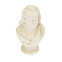 Two Parian busts, the first example of G.P. Bidder, marked W.Wyon to the back, the other of Professor John Wilson, H30cm