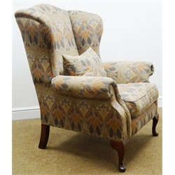  Late 20th century Liberty of London wingback armchair, upholstered in Liberty 'Lanthe' fabric, labelled to underneath  