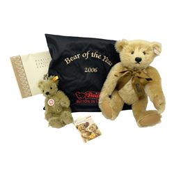 Two Steiff teddy bears comprising 2006 'Bear of the Year', limited edition with original dust bag and certificate, and 'Big Foot Bear' serial no. 002939, both with tags in ear