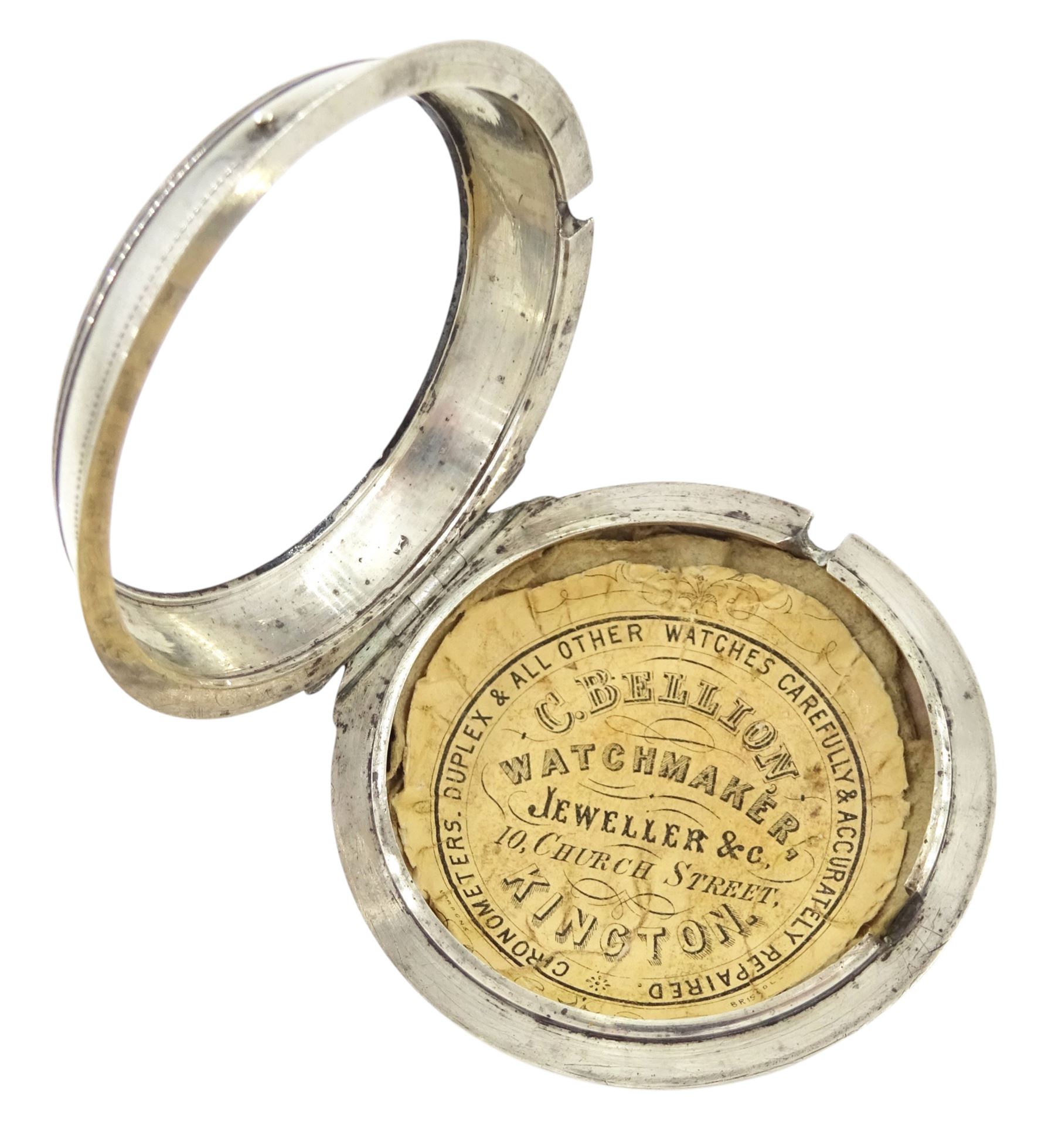 George III silver and gilt metal triple cased verge fusee pocket watch, for the Turkish market by Markwick Markham Borrell, London, No. 23209, ornate classical design pillars, pierced and engraved foliate balance cock, white enamel dial with Turkish numerals, bull's eye glass, the silver cases by James Richards, London 1804, the silver and gilt outer case decorated with green shagreen
