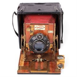 The Sanderson Camera, mahogany and brass plate camera, featuring ivorine name plaques, wit...