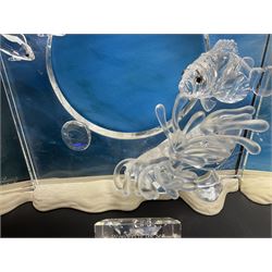 Swarovski Crystal, Wonders of the Sea Trilogy: 'Eternity', 'Community' and 'Harmony', all with stands and plaques, H20cm