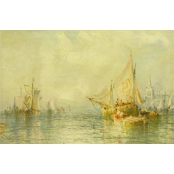  Stephen Frank Wasley (British 1848-1934): Venetian Fishing Boats, oil on canvas signed 39cm x 60cm  