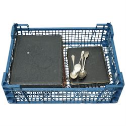 Two cases of plated fish cutlery, set of six pastry knives with mother of pearl handles an...