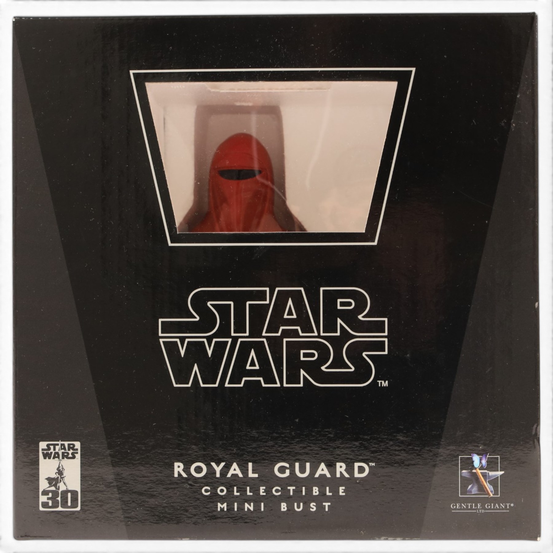 Five Gentle Giant Star Wars Collectible Mini Busts, comprising Darth Vader Emperor's Wrath, Royal Guard, Commander Fox, Boba Fett and Lieutenant Renz, together with a Sideshow Collectibles Holographic Darth Sidious with Mechno Chair 1:6 scale figure, all boxed