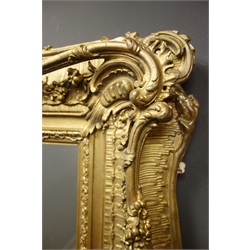  19th century wall mirror, rectangular plate in scroll and acanthus carved giltwood and gesso frame, W93cm, H76cm  