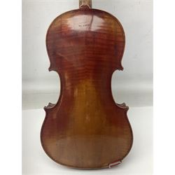 Saxony violin c1900 with 36cm two-piece maple back and ribs and spruce top; bears label 'Antonius Stradivarius Cremonensis Faciebat Anno 17**' L59cm overall; in carrying case