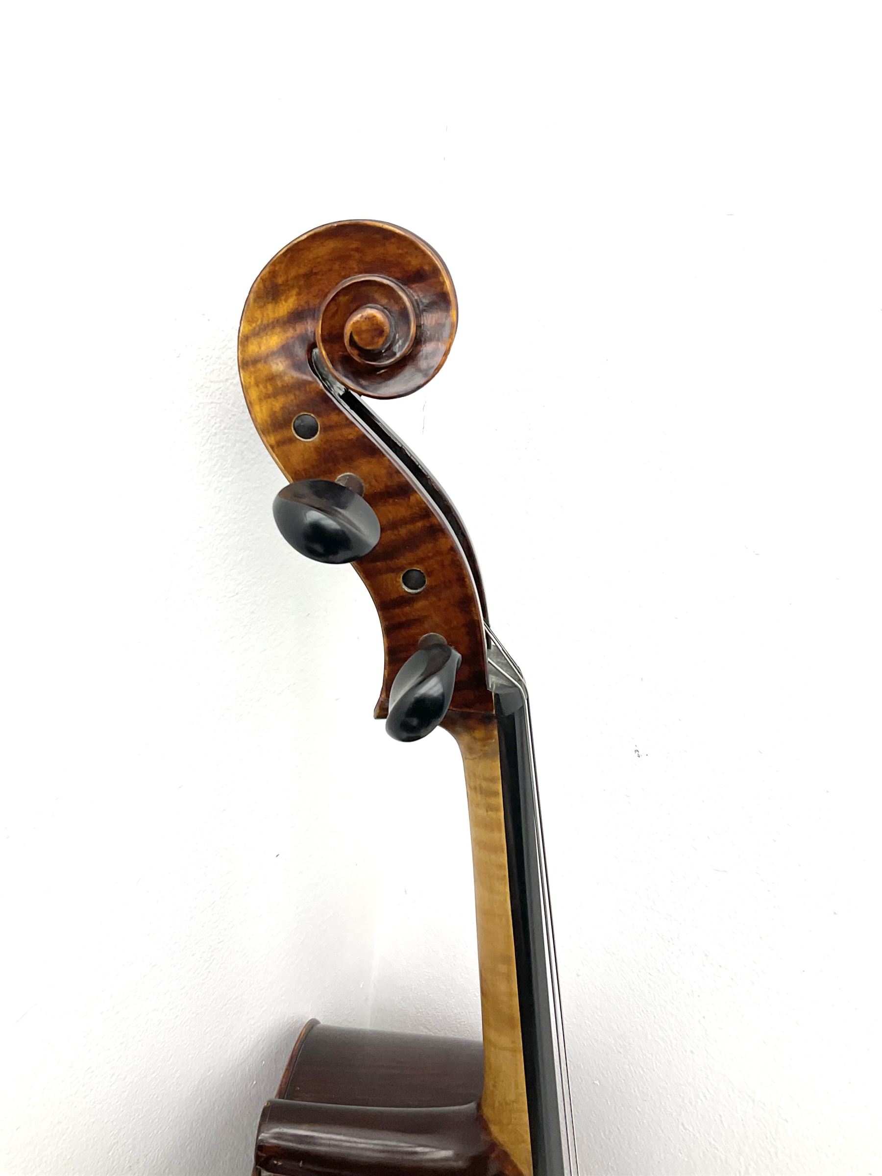 Alfred Stingl by Hofner cello, model AS-360 with 75.5cm two-piece maple back and ribs and spruce top, bears label with serial no.JO411-0706, L122cm; in carbon-fibre carrying case with bow