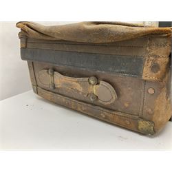 19th century leather suitcase, with brass plaque to cover engraved 'C R F Lutwidge Esq', the pink silk and white kid leather interior with pouch and edging impressed with gilt lettering reading 'By Appointment of Prince of Wales J W Allen 37 Strand Maker Prize Medal Awarded', H21cm, W73cm, Notes: Charles R. Fletcher Lutwidge, was mayor of Tunbridge Wells between 1895-1898, and again between 1901-1902
