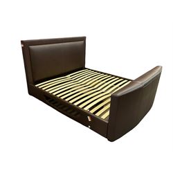 SuperKing 6’ tv bed upholstered in brown faux leather
