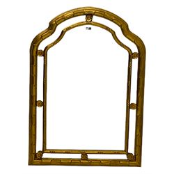 Arched top gilt wall mirror (68cm x 96cm), and a silvered framed wall mirror (74cm x 74cm)