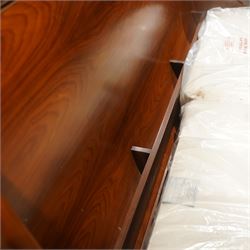 Simon Horn -  6' superking Santos rosewood sleigh bed with Vi Spring base, scrolled headboard and footboard, scrolled supports