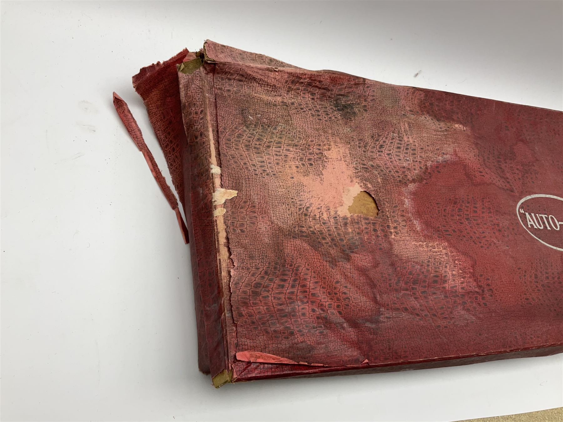 'Auto Gee' painted metal and stained wood horse racing game by Wells, London,  with some markers and horse, length 87cm