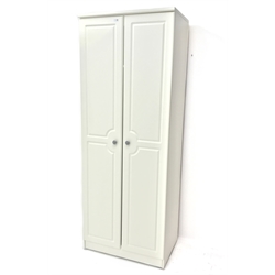 Ivory finish wardrobe, two doors enclosing fitted shelf and hanging rail, W74cm, H199cm, D54cm