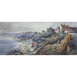 J Porteus (Northern British 19th/20th century): View of Filey, watercolour signed 24cm x 53cm
