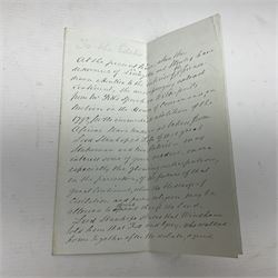 George IV Coronation ephemera, comprising a hand written description of the Coronation Procession as experienced by J.Rivington Hill, sent to his sister Miss Hannah Maria Hill, dated 26th July 1821, a hand drawn map of the Coronation route, probably by the same hand and newspaper cuttings from 1937, relating to the Coronation of George VI, together with a three hand written extracts of William Pitts speech in support of William Wilberforce on the abolition of slavery in 1792, taken from two books, including Life of the Right Honourable William Pitt, by Philip Henry Stanhope and a printed copy of the 'Memoir of the Late Henry Park Esq Surgeon of Liverpool'