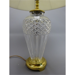  Waterford crystal 'Belline' pattern table lamp on polished brass base with shade, H72cm including shade  