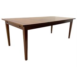 Grange Furniture cherry wood dining table, and eight chairs with rush seats