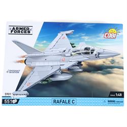 Four Cobi Bricks 1:48 scale Armed Forces model aircraft sets, comprising no. 5894 Panavia Tornado IDS, no. 5901 Rafale C, no. 5829 F-35 B Lightning II and no. 5851 MIG-29 East Germany, all in sealed boxes