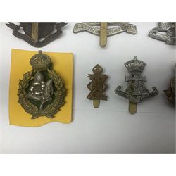 Twenty-two Hussars metal cap badges including South Notts, 18th, 13th, 10th Royal, 23rd, 19th Alexandra PWO, Lancashire, 14th kings, QO Worcestershire, Loyal Suffolk, 1th/19th, 3rd Kings Own etc