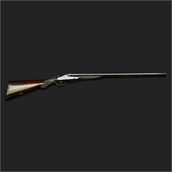 Carr Brothers of Huddersfield 12 bore side by side shotgun with engraved sidelock plates, trigger guard, underside, top plate, thumb lever and fences, chequered semi-pistol grip and horn tipped forend, vacant cartouche to the underside of the stock, double trigger and named 28 inch sleeved barrels choked ¾ and ½, overall length 113cm SHOTGUN CERTIFICATE REQUIRED