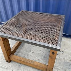 Industrial style reclaimed timber display table, with steel and mesh top - THIS LOT IS TO BE COLLECTED BY APPOINTMENT FROM DUGGLEBY STORAGE, GREAT HILL, EASTFIELD, SCARBOROUGH, YO11 3TX