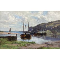 William Dalglish (Scottish 1860-1909): Campbeltown Boats at Rest, oil on canvas signed 39cm x 60cm 
Provenance: private collection, purchased James Alder Fine Art, Hexham; with McTear's Glasgow 15th May 2014 Lot 1645