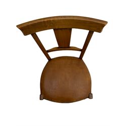 Set of four French walnut dining chairs, tan leather upholstered seats