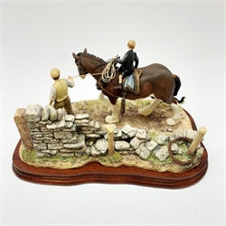 A Border Fine Arts figure group, Home from School, model no B0403 by  Ray Ayres, 86/500, on wooden base, figure L30cm